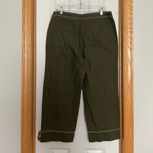 Boden Green Linen Blend Wide Leg Cropped Pants Size 10 - Picture 5 of 8